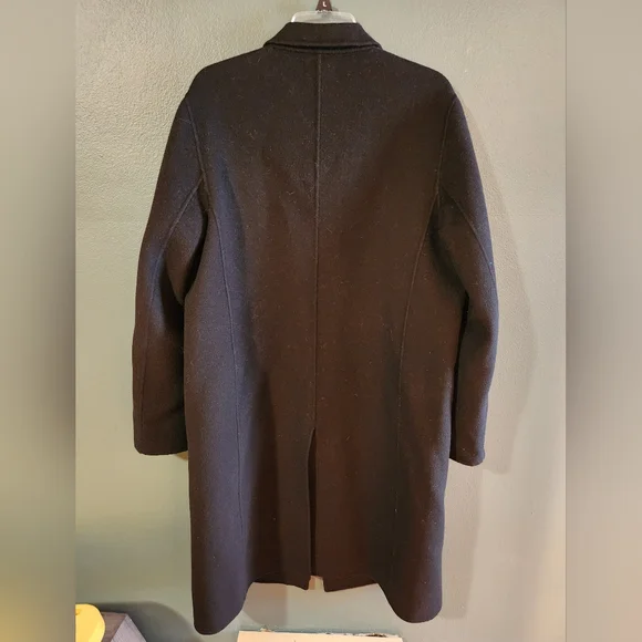 Brooks Brothers Black Wool Trench Coat Size L - Picture 4 of 5